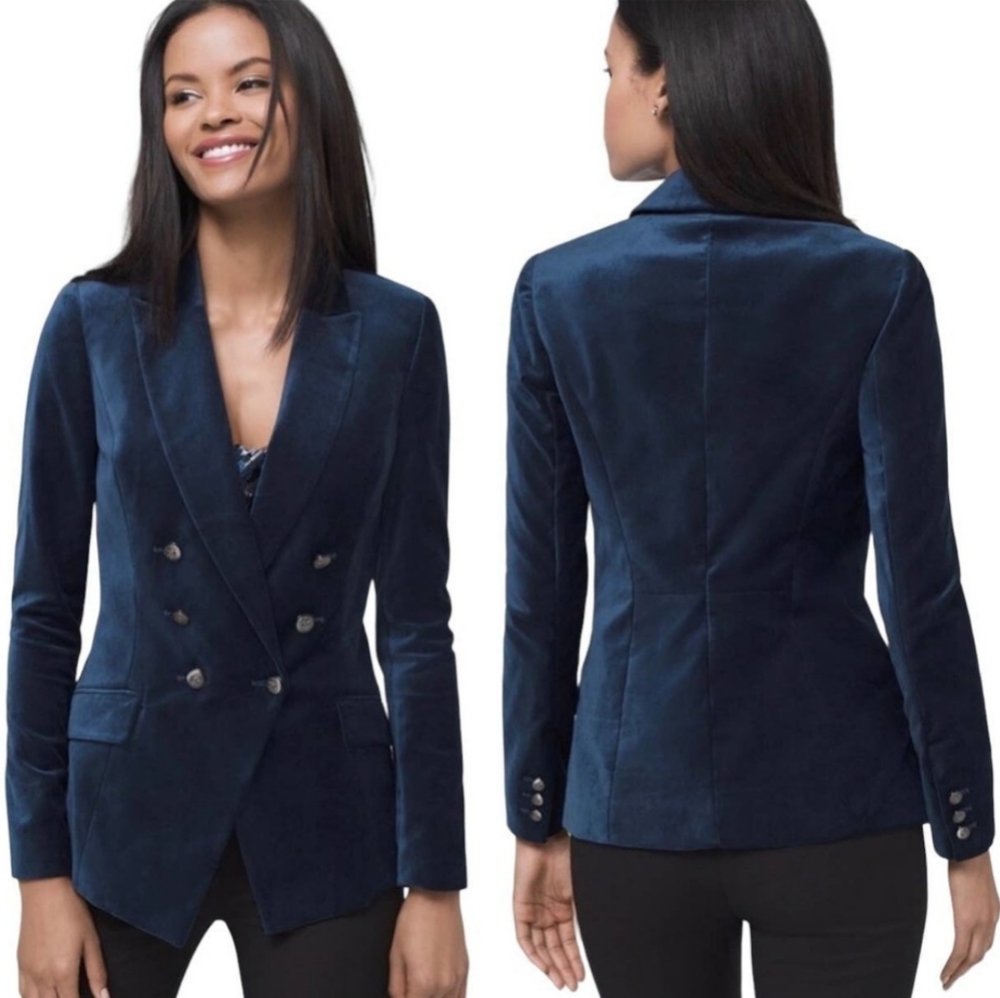 WHBM Velvet Trophy Blazer - River Teal - Size 0